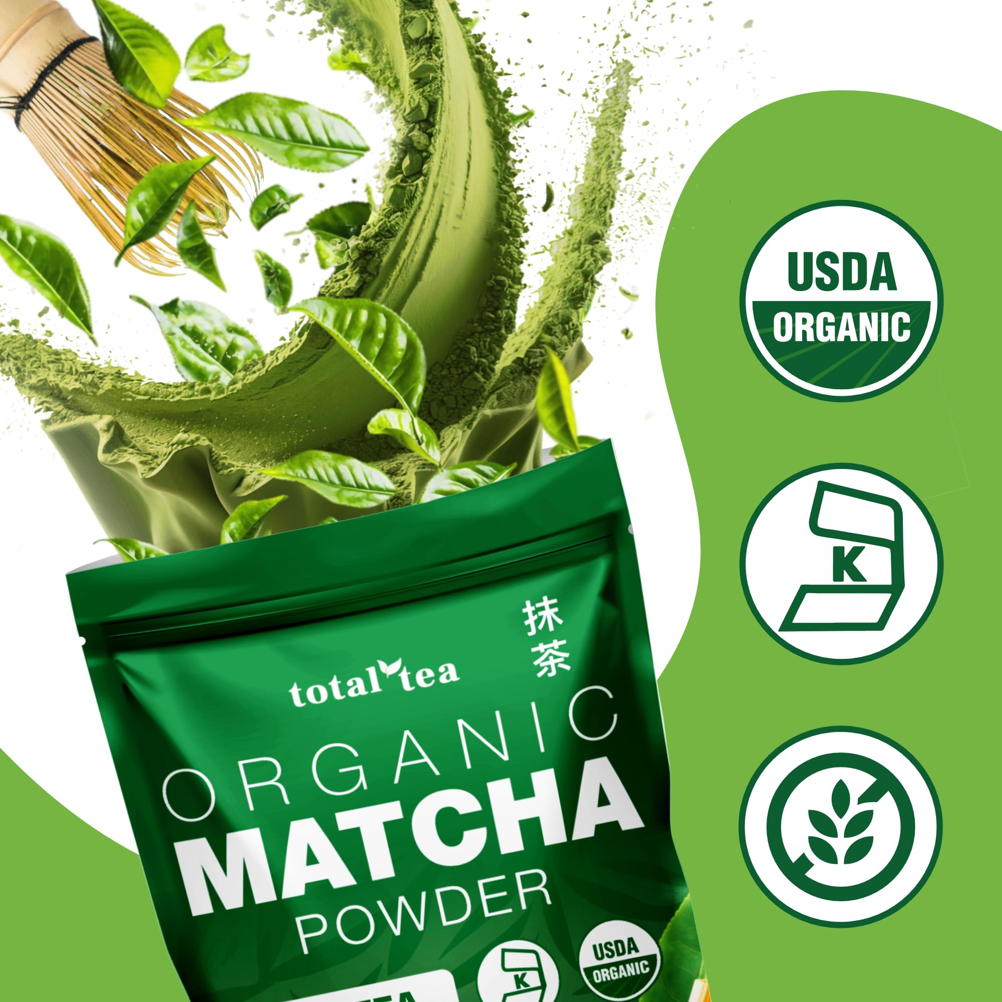 Organic Matcha Green Tea Powder 1lb Certified USDA Organic Powder for Matcha Latte Tea and Smoothies Kosher Non-Gmo — view 4