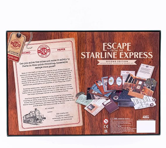 Professor Puzzle: Escape from The Starline Express: 2nd Edition - Escape Room Puzzle Board Game, Train Theft Mystery, Ages 12+, 2+ Players, 90 Min