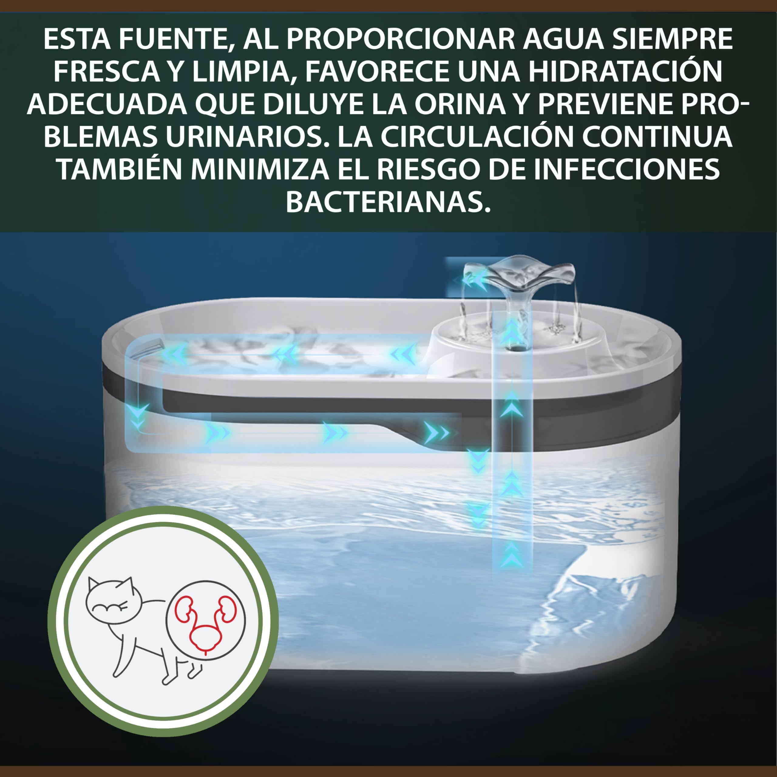 Fuente Agua Gatos 2,8L – Bebedero Automático Silencioso con Filtro de Carbón Activo, Fuente para Gatos y Perros Pequeños, Fácil de Limpiar, Bajo Consumo