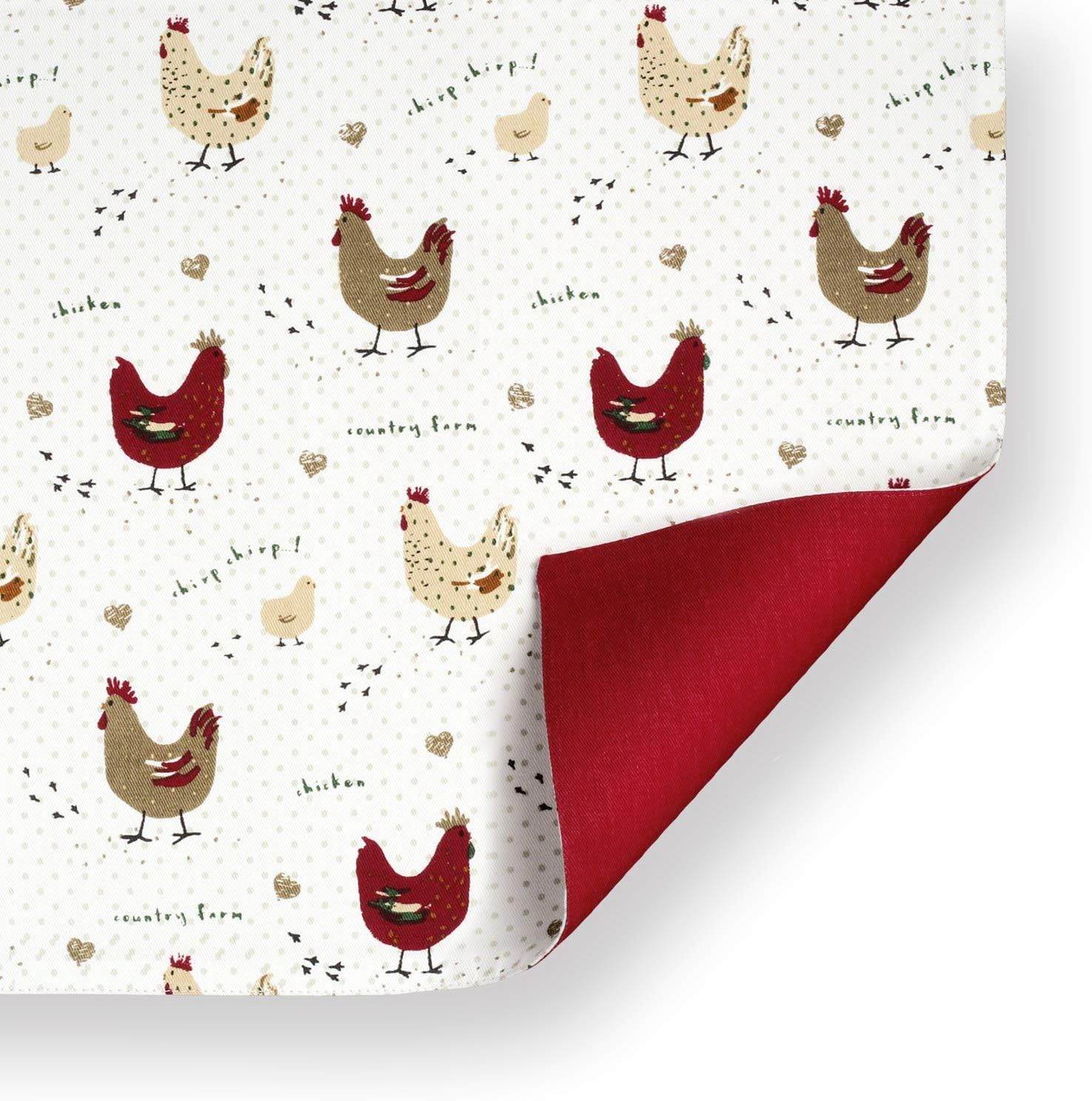 Cackleberry Home Farmhouse Chicken Table Runner Cotton Reversible, 14 x 72 Inches