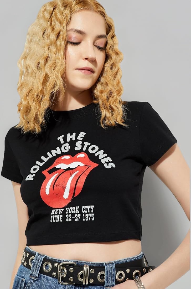 Buy Max Alaya F x URB_N Rolling Stones Print Crop T-Shirt