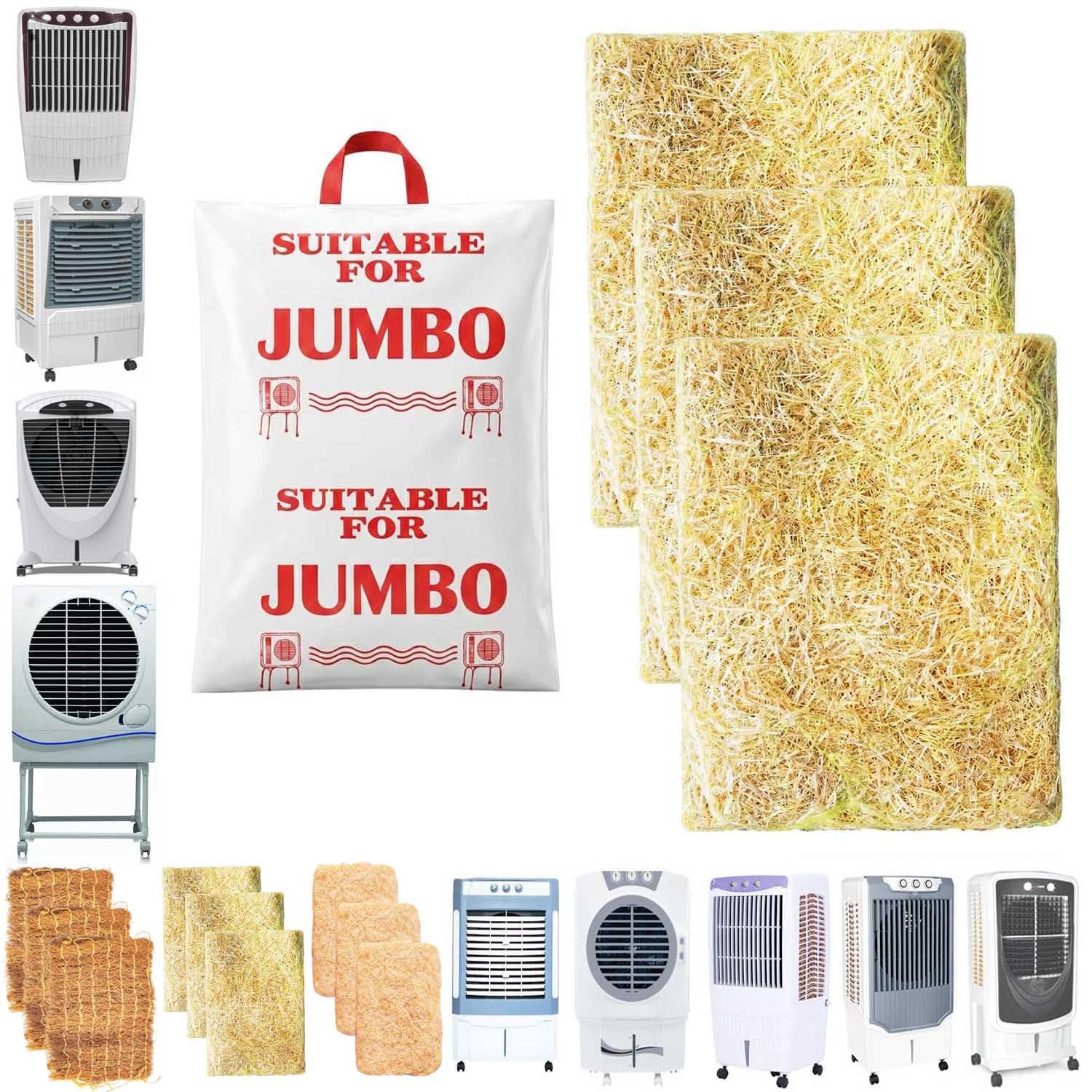 Air Cooler Jumbo Grass Cooling Pads – 21 x 28 Inches (54 x 70 cm) | 1 Set (3 Pads) | Jumbo Grass (Wood Wool) with Mesh Cover | Suitable for All Desert Air Coolers-image-43