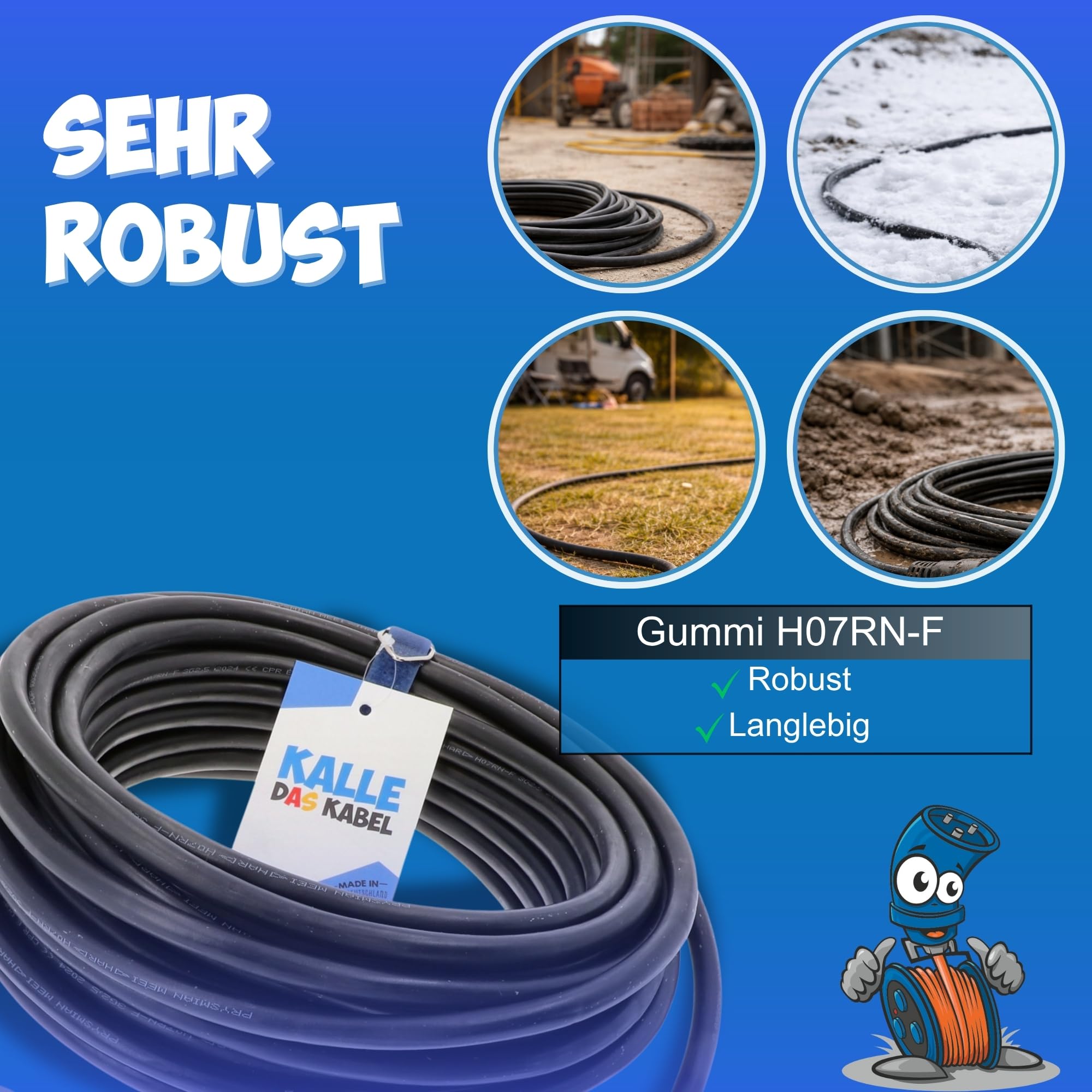 KALLE CEE Verlängerung 230V Campingkabel H07RN-F 3G 2,5mm² 25m