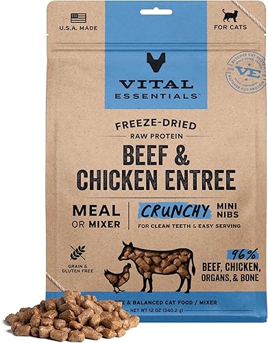 Vista 18 de Vital Essentials Comida para Gatos de Pollo Crudo Liofilizado en Harina o Mezclador, Trocitos Crujientes, 8 oz