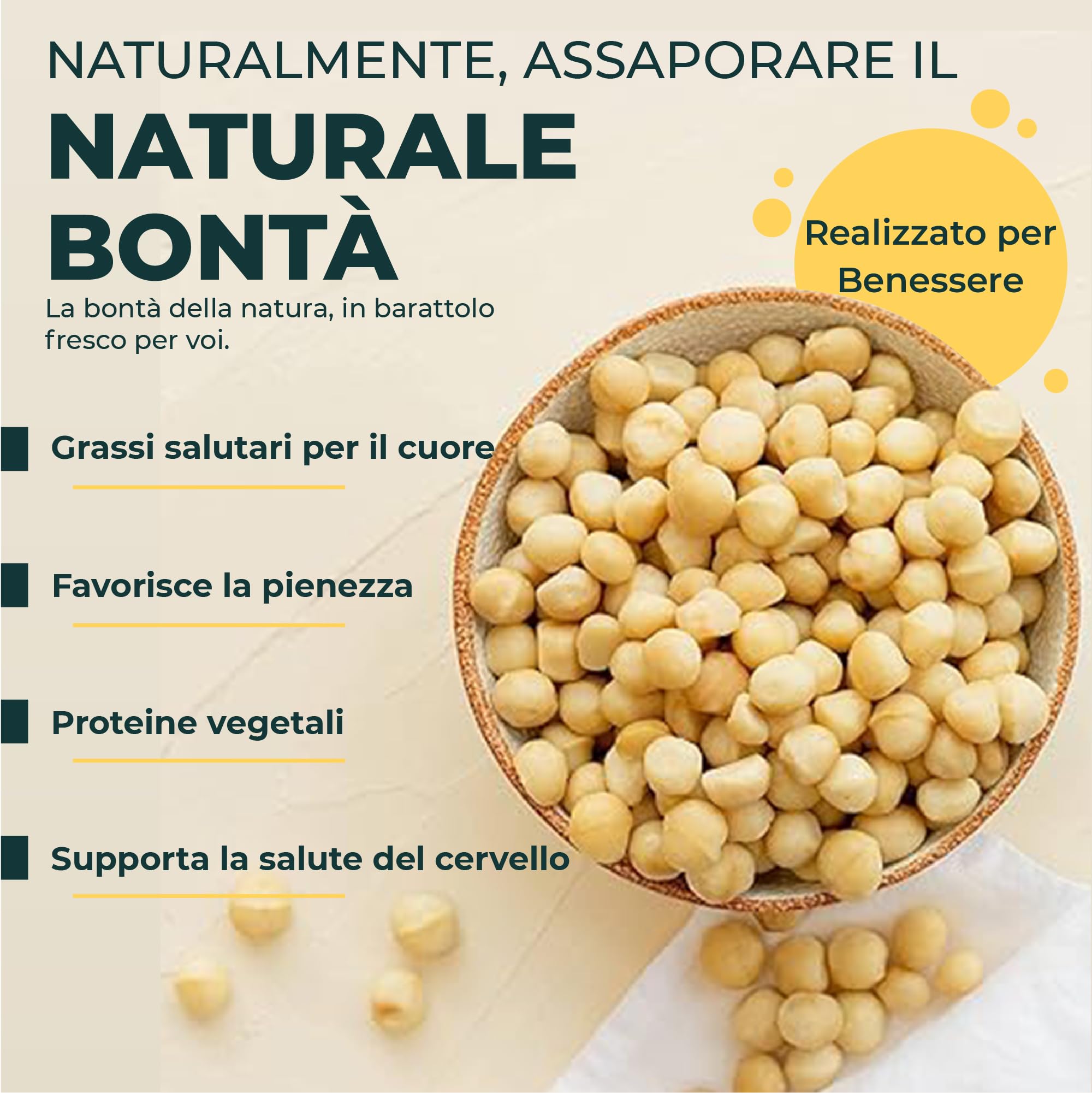 FOODIN Noci di Macadamia Biologiche 1kg – Frutta secca cruda e naturale, senza glutine e vegana. Ricche di grassi insaturi, ideali come snack o per ricette dolci e salate (2x500g)