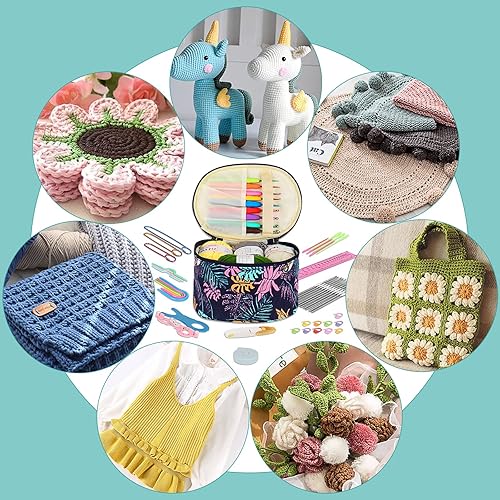 Vista 12 de Aeelike Kits de aprendizaje de ganchillo para principiantes, kit de inicio de ganchillo con todo, hilo acrílico de 1093 yardas para ganchillo, juego
