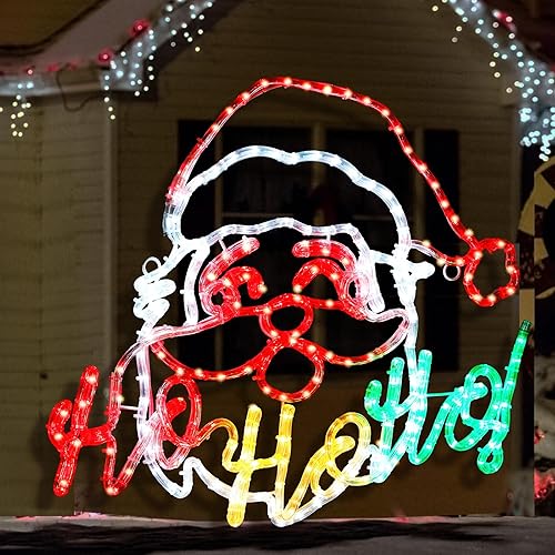 Retisee Letrero de neón grande de 24 pulgadas para exteriores, letrero de neón de Feliz Navidad, impermeable, para interiores, hogar, ventana,