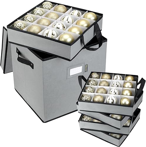Miniatura 6 de Bolsa de almacenamiento para árbol de Navidad de 7.5 pies + caja de almacenamiento de adornos de Navidad con separadores (64 bolas)