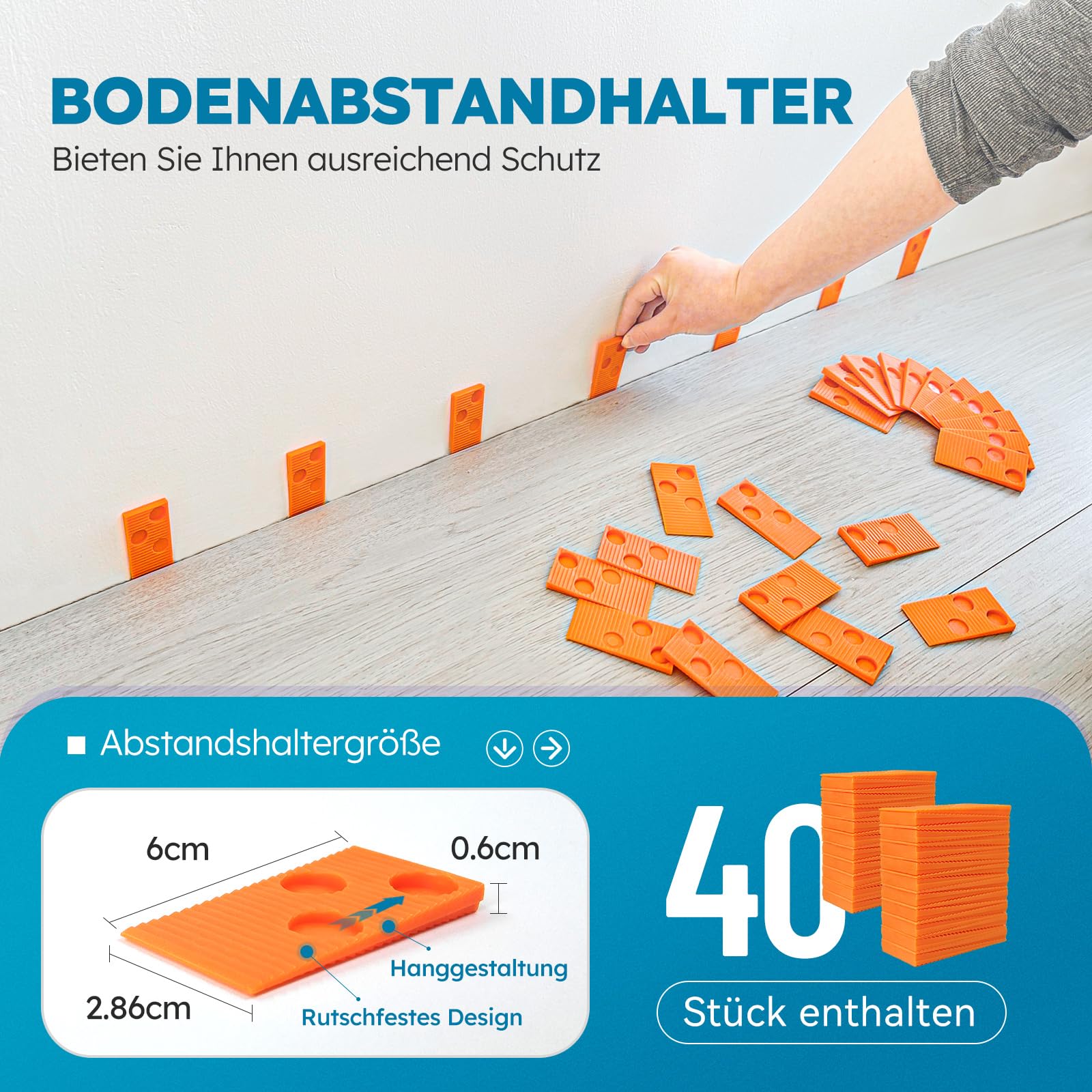Laminierte/Vinyl-Bodenplattenwerkzeuge, Vinylholzböden mit NAACOO Knochenblöcke - zweiseitig mit Nischen, 25.4CM Profilmaßstab, Hebel, 40 Fußböden, Gummihammer. Universal Bodenmontage-Kit