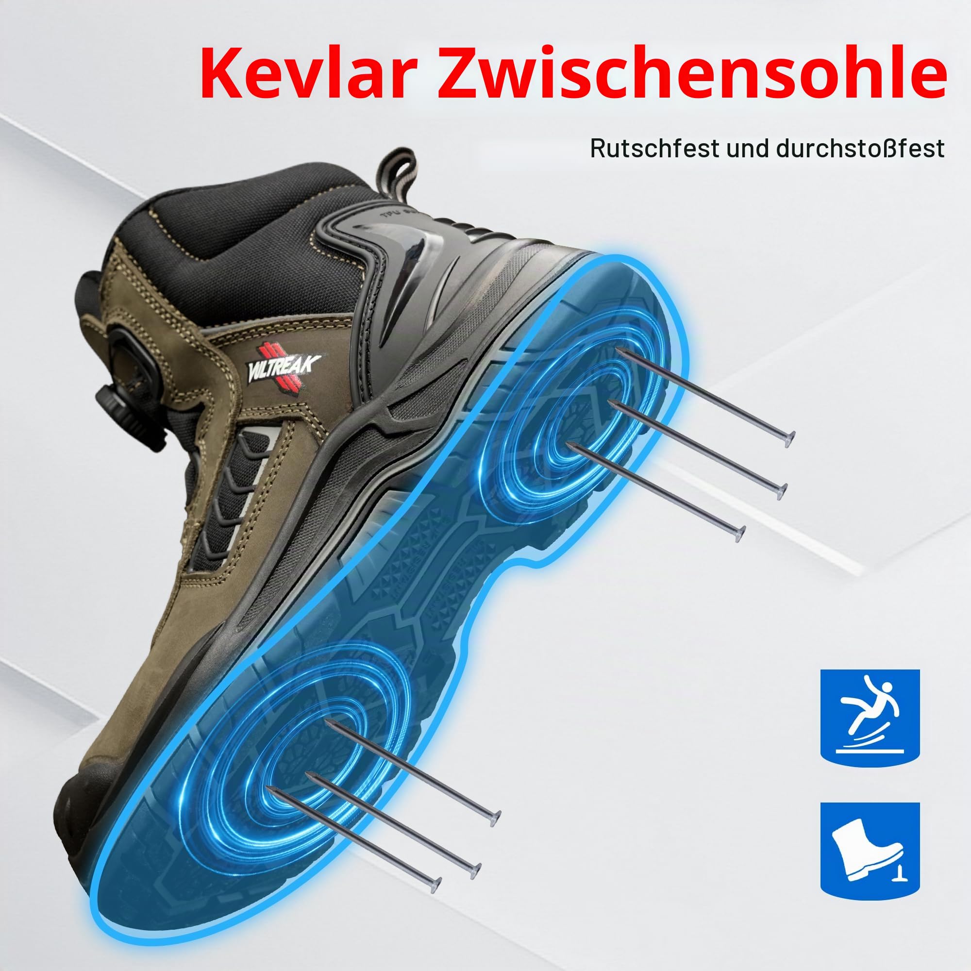 S3S Sicherheitsstiefel, SR FO HRO Arbeitsstiefel, Wasserdicht Arbeitsschuhe mit Stahlkappe