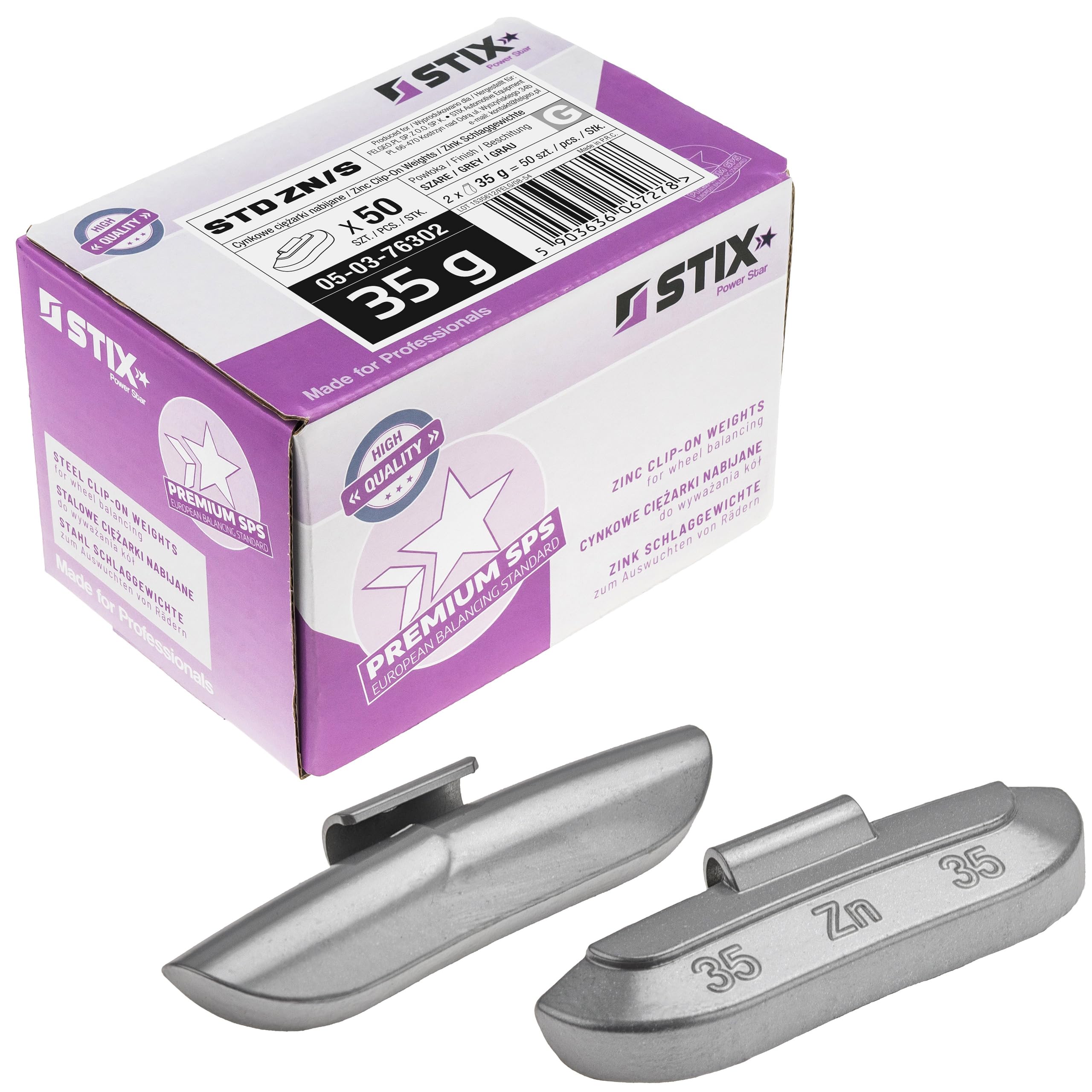Stix Schlaggewichte Set 5-45g für Stahlfelgen - 450 STK Zink Wuchtgewichte