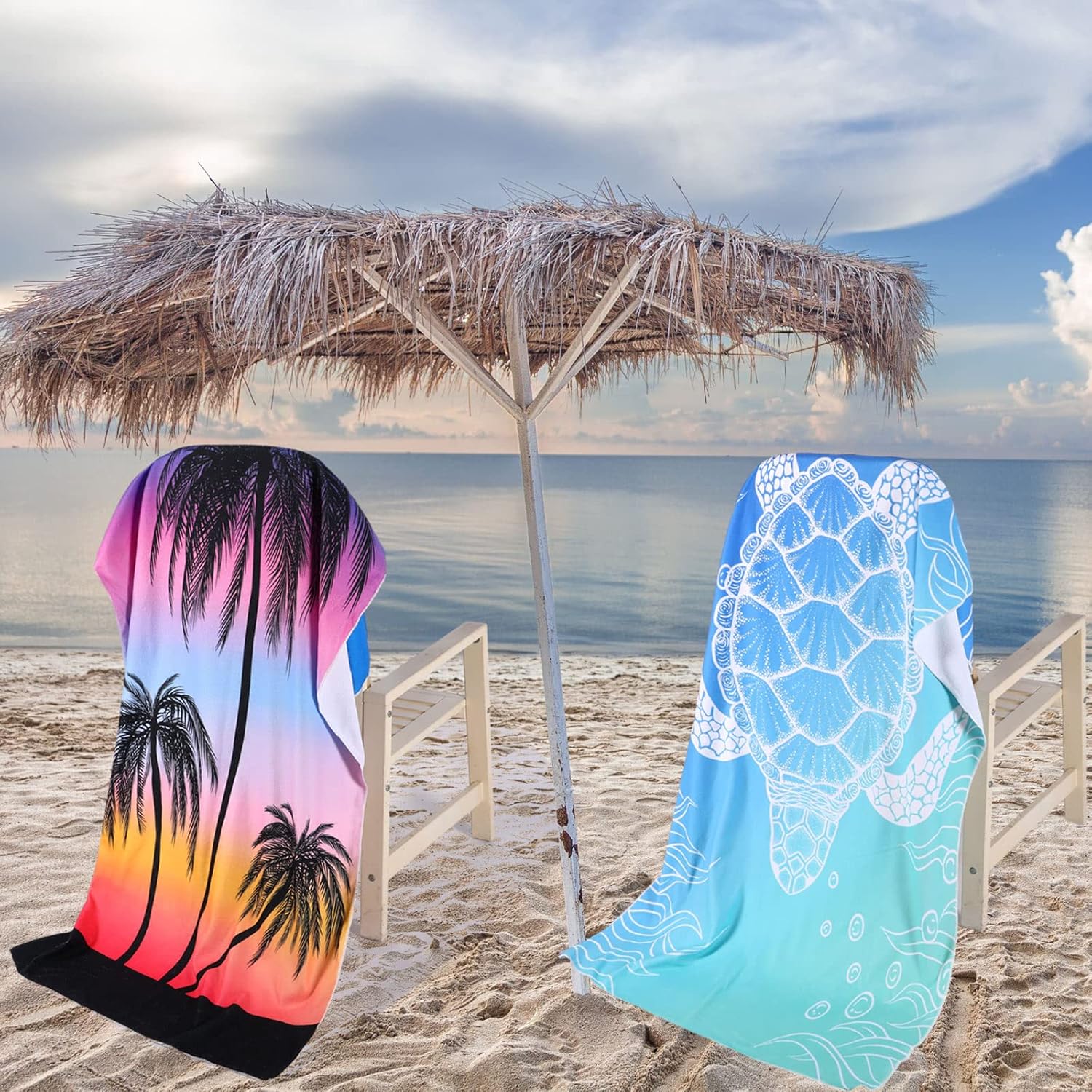 Panelee 6 Pack Oversized Thin Beach Towel 71"x35" Large Microfiber Lightweight Sand Free Towels Quick Dry for Swimming Pool Travel Camping Yoga Adult Vacation Gift(Dark Blue,Turtle Mandala Tie Dye)