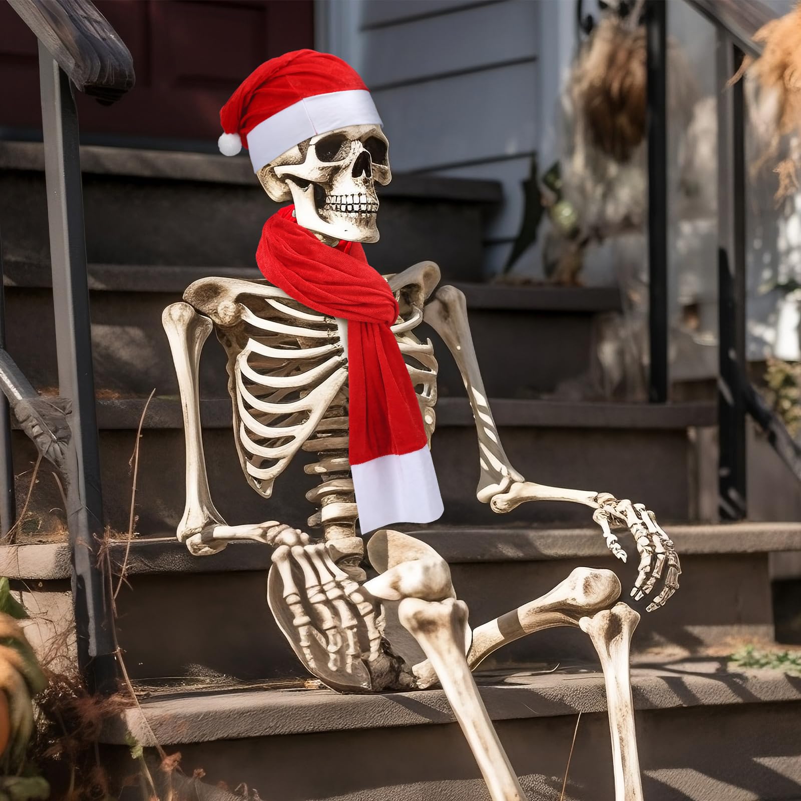 skeleton dressed in a winter hat Amazon.com: Evervibe 4 Pcs 12 ft Skeleton Santa Hats and Scarves Giant  Skeleton Costume Accessories Clothes for Christmas Decoration (Short Plush)  : Clothing, Shoes & Jewelry