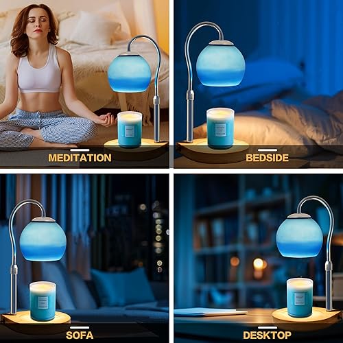 Miniatura 4 de Lámpara Calentadora de Velas con Temporizador 2H4H8H, Lámpara de Vela Ajustable en Altura y Atenuable con 2 Bombillas, Calentador de Cera para Velas