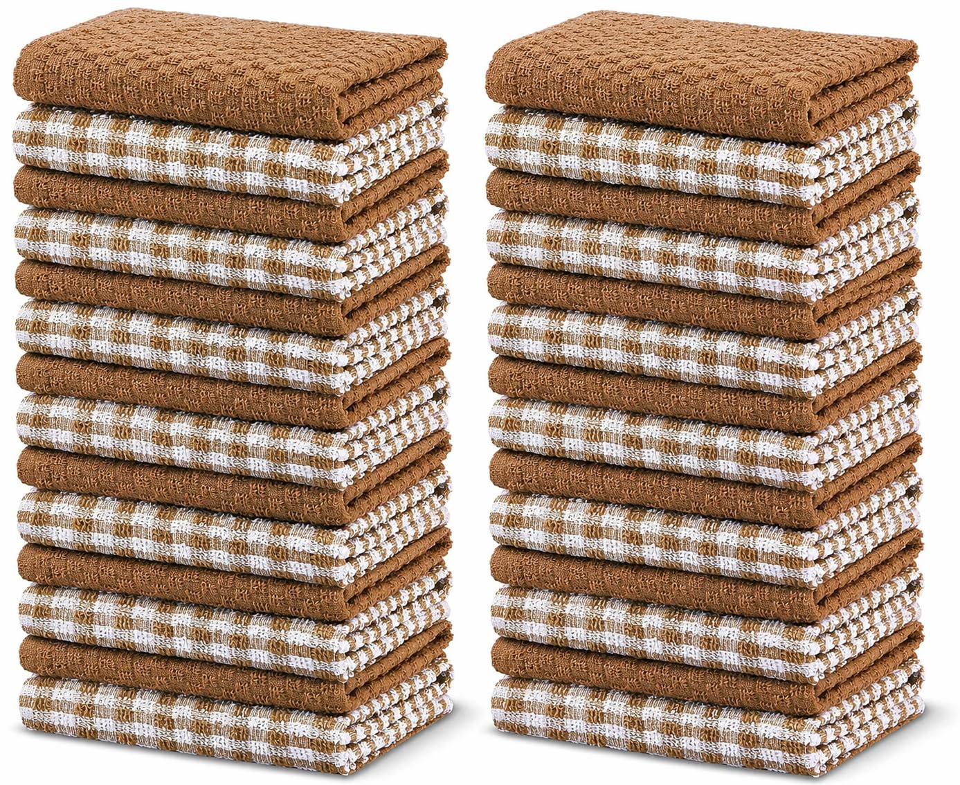 POSHLIVING Terry Kitchen Tea Towels 100% Cotton Super Absorbent Quick Drying Soft Towel Kitchen Dish Cloths for Drying & Cleaning Household Essentials (24, Natural)