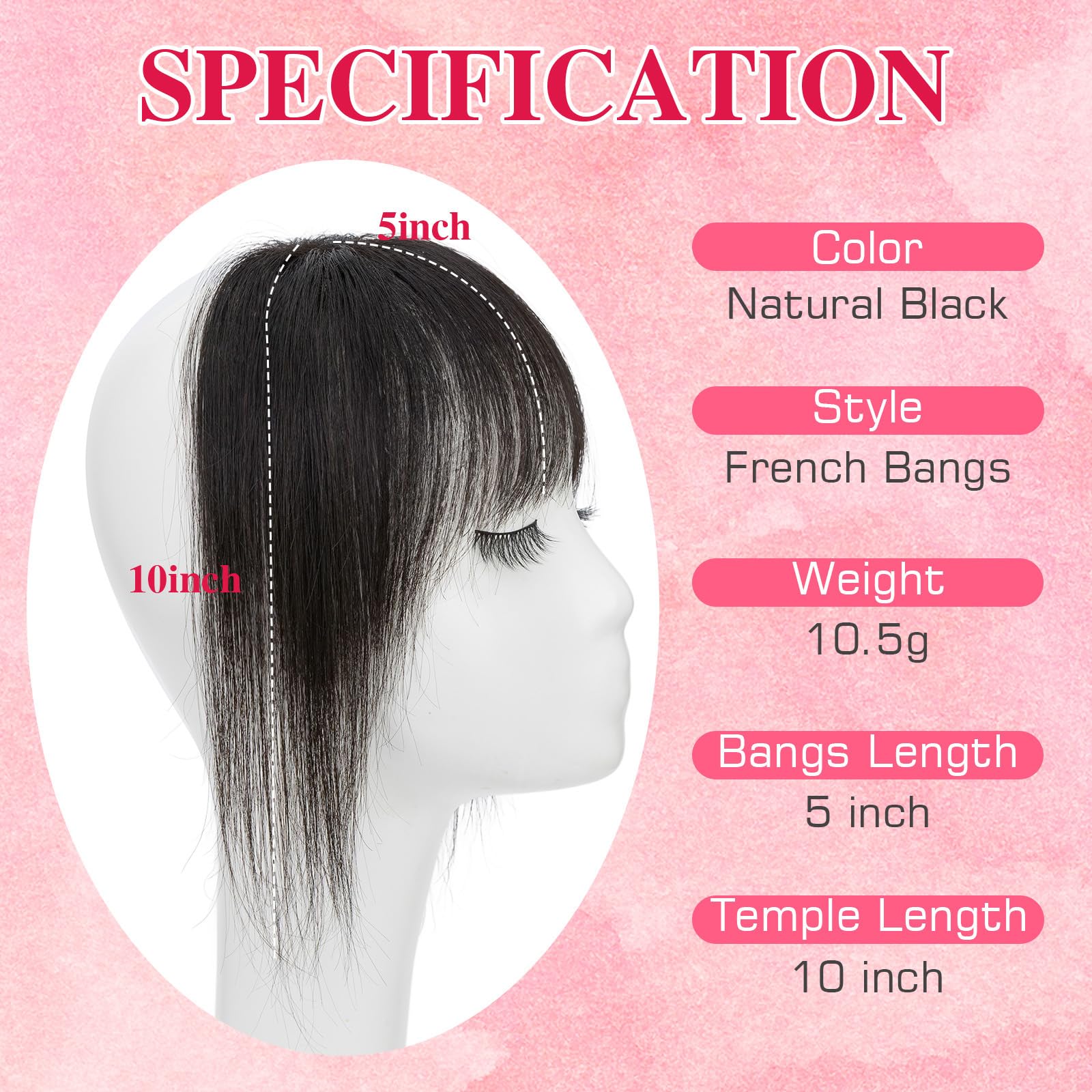 MY-LADY Clip in Bangs Human Hair Extensions with Temples Hairpieces Air Bangs Clip for Enhancing Women's Facial Features 100% Real Human Hair with 4 Non-slip Clips #1B Natural Black - Image 2