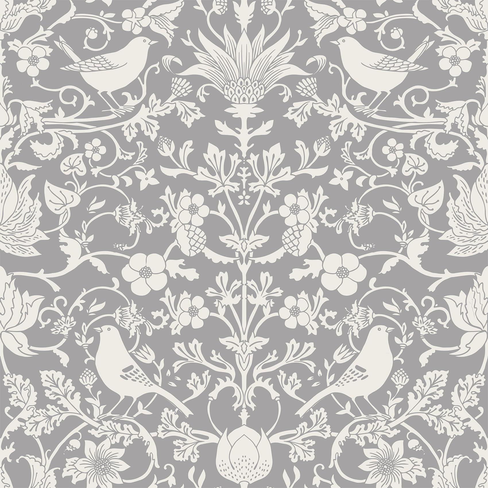Papier peint floral gris Livelynine 44,5x200,8 cm style William Morris