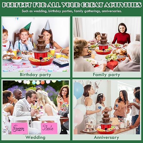 Miniatura 6 de MINI - Fuente de fondue de chocolate, juego de fondue de chocolate Electirc de acero inoxidable de 32 onzas, juego de 3 niveles con 6 tenedores de