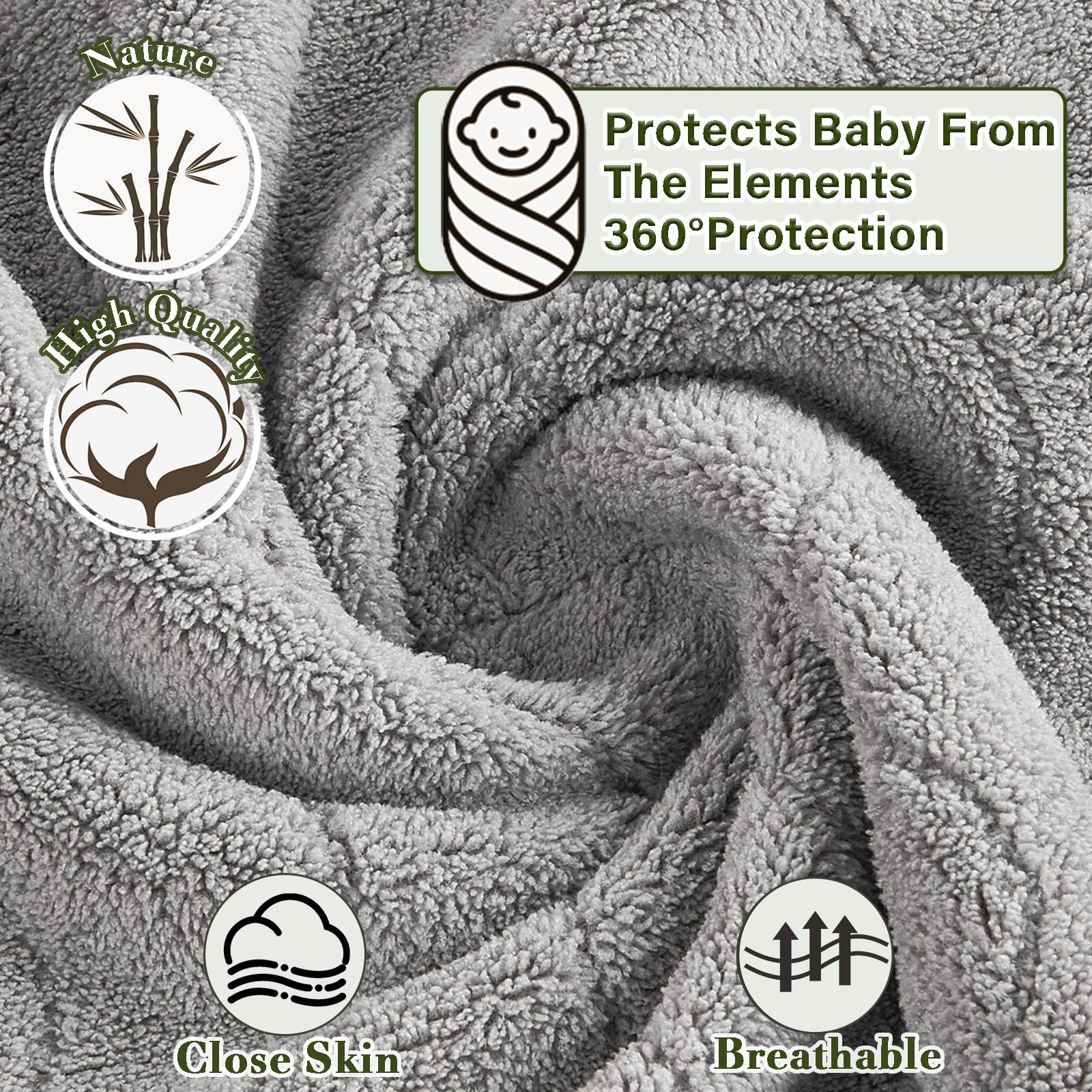 Toallas con capucha para bebé, paquete de 2 toallas de bebé de 31.5 x 31.5 pulgadas, ultra absorbentes, suaves y gruesas, esenciales de baño para bebés de 0 a 4 años, toalla de playa para