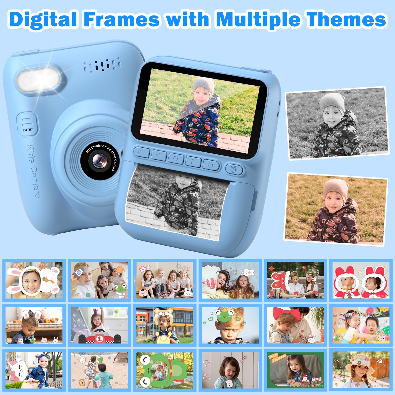 Macchina Fotografica Bambini Istantanea,Hangrui 3,0 Pollici Fotocamera Istantanea Bambini con 32GB Scheda,14MP/1080P HD Videocamera Fotocamera Digitale Bambini per Ragazze Ragazzi da 3-12 Anni -Blu