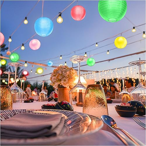 Paquete de 20 faroles decorativos para exteriores, 10 pulgadas, impermeables, colgantes, redondos, de tela de seda, para bodas, cumpleaños, fiestas