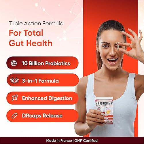 Miniatura 2 de ERIC FAVRE Microbiozym3 - Probióticos para la salud digestiva para mujeres, triple acción con prebióticos y postbióticos, reduce la hinchazón y los