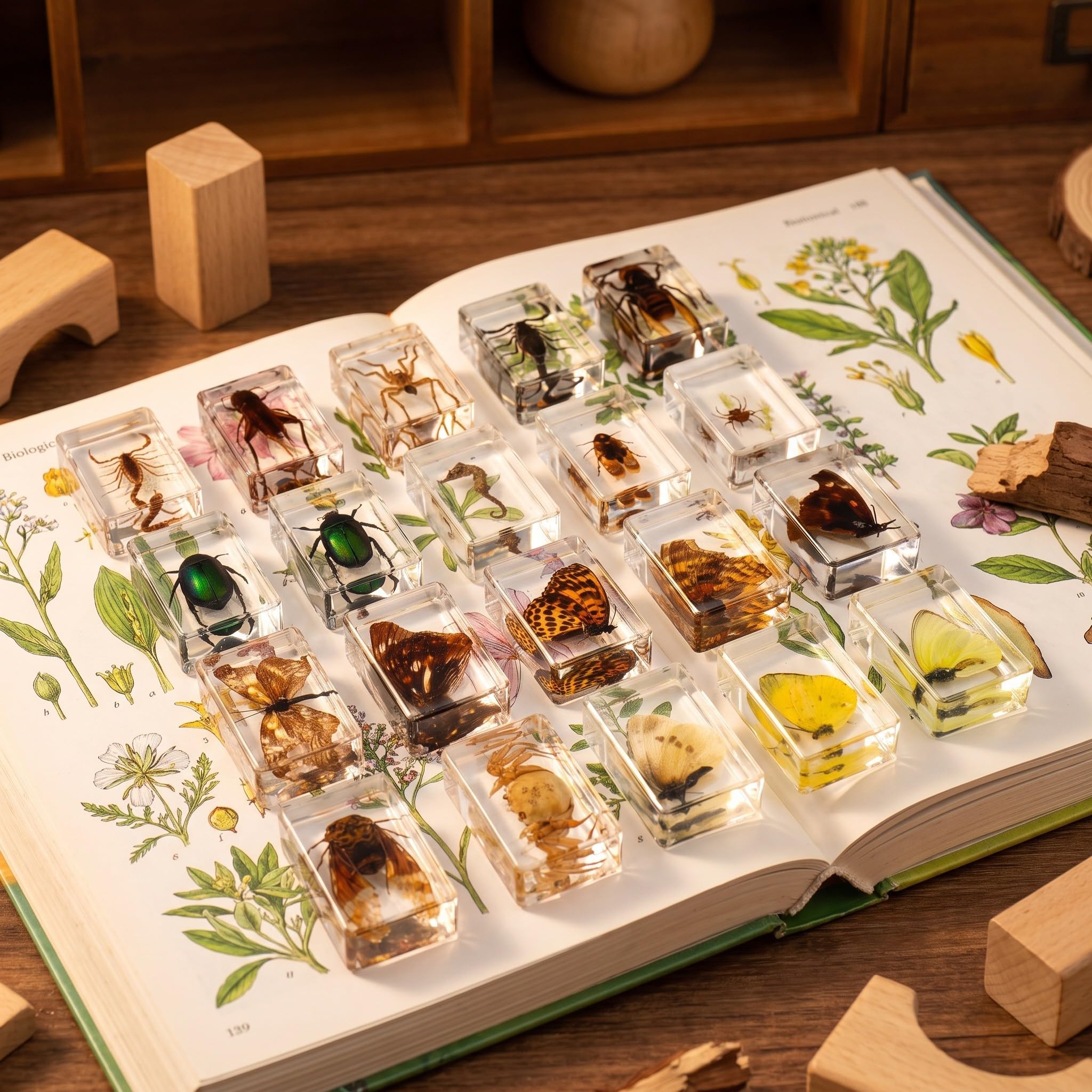 YARNOW 20 Pezzi Specimen Entomologico in Resina Trasparente per | Valore Espositivo, Lettura Visiva Chiara, Supporto Didattico Versatile, per Aula di Biologia e Collezione