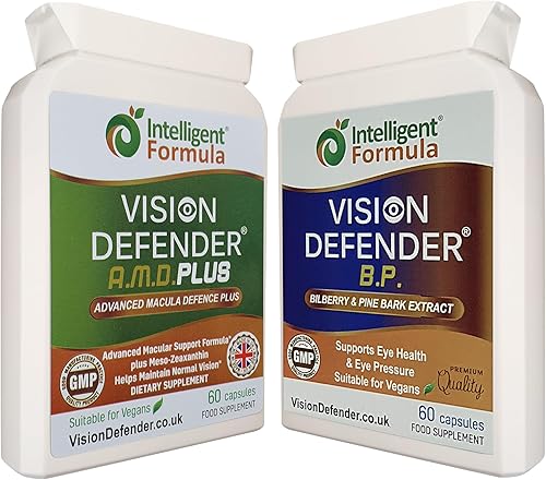 Vision Defender A.M.D. Plus & BP Eye Care Bundle  Suplementos avanzados para los ojos con AREDS2 (luteína, zeaxantina, vitamina C y E, cobre, zinc),