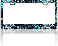 Vista 25 de Marco de matrícula de flores de cerezo con hermosas flores rosadas, divertido soporte de accesorio de automóvil de acero inoxidable para mujeres