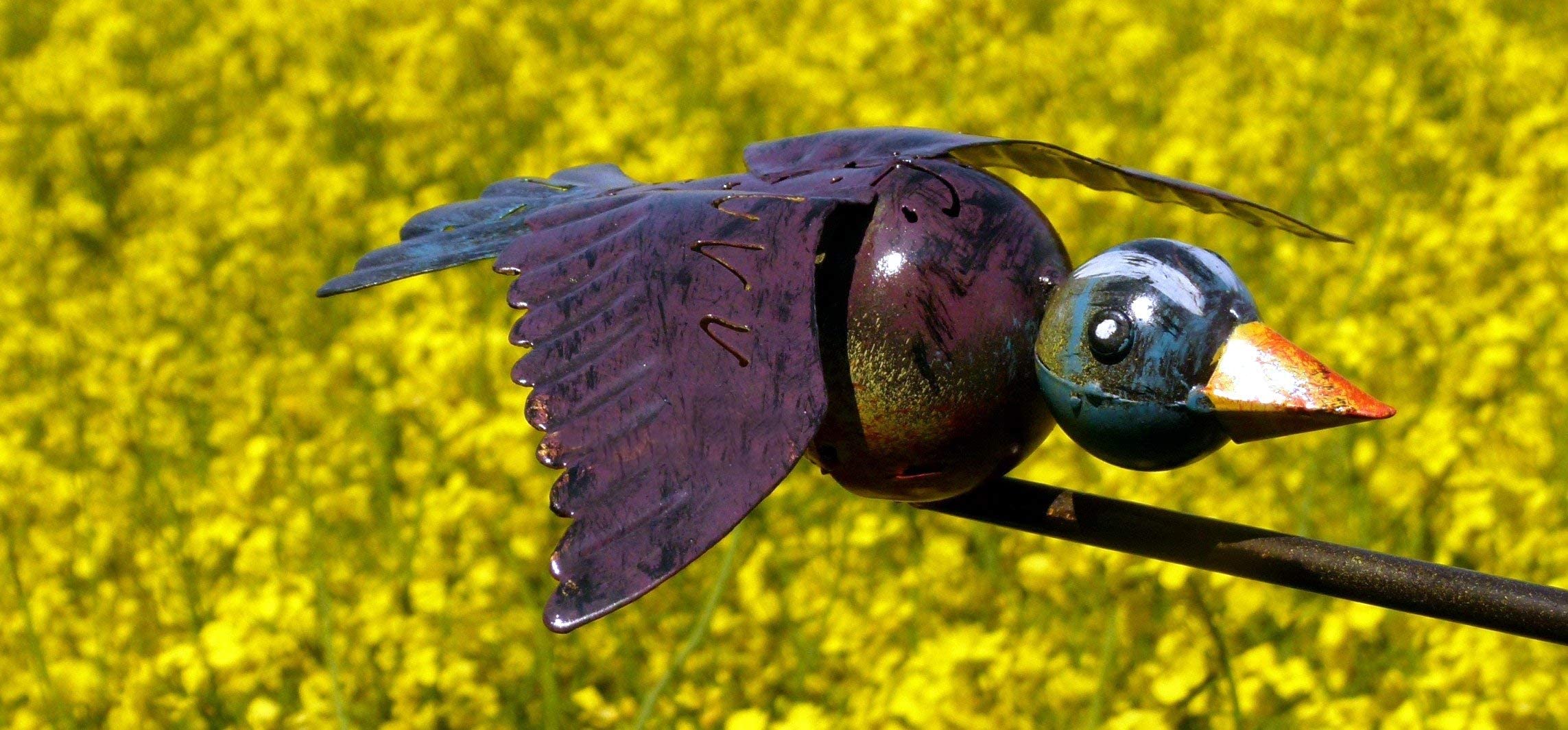 Pommerntraum ®| Windspiel Vogelwippe Metallwindspiel Gartendeko Vogel Vögel | Gartenpendel Gartenwippe Gartenstecker Gartenkunst Unruhe Vögelchen Vogelskulptur Windornament Gartenpoesie (BLAUE VÖGEL)