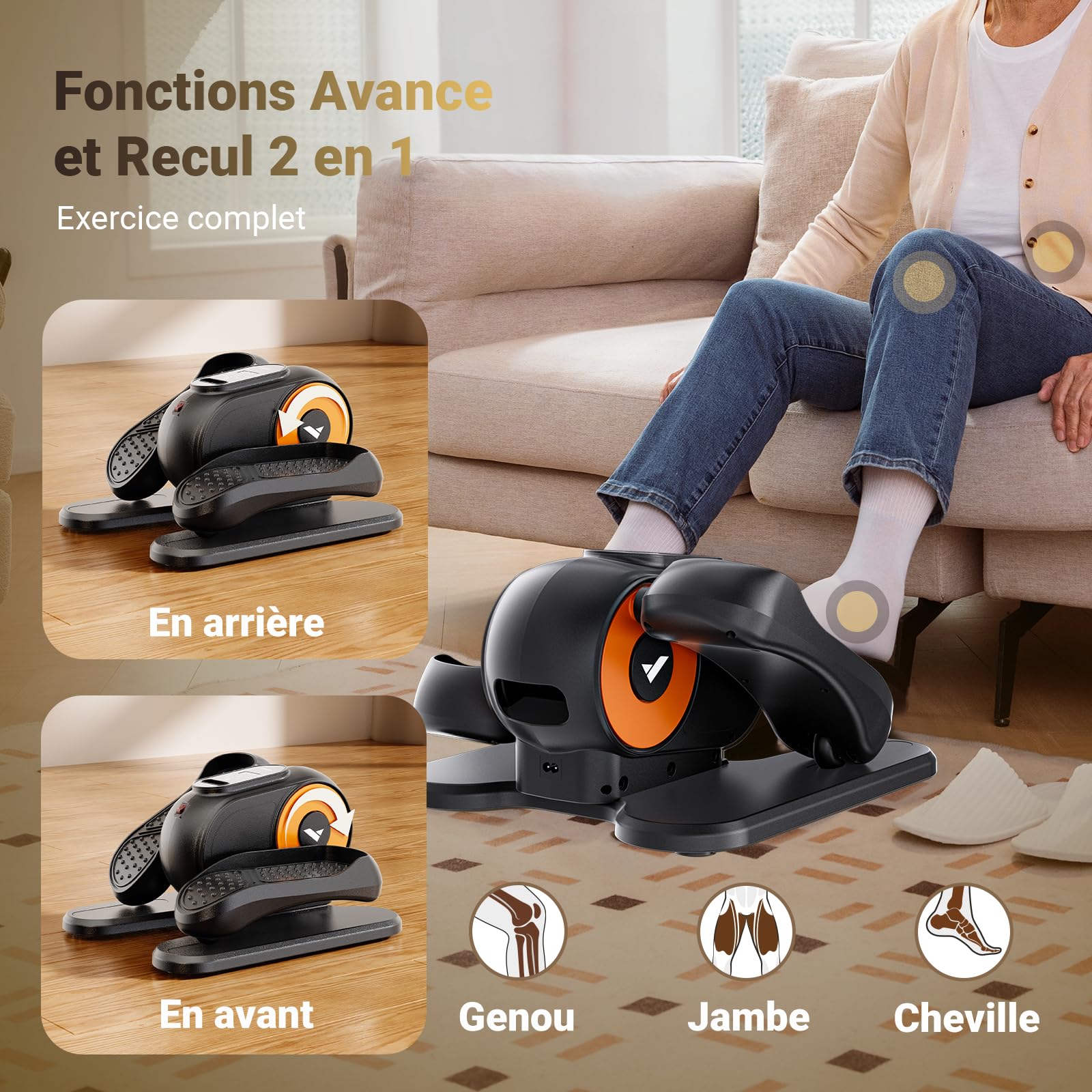 MERACH Elliptique de Bureau pour Maison, Mini Vélo Elliptique ÉLectrique Compact avec Télécommande, Écran, 12 Vitesses, Sangles pour Les Pieds, Silencieux et Portable, pour Seniors et Adultes