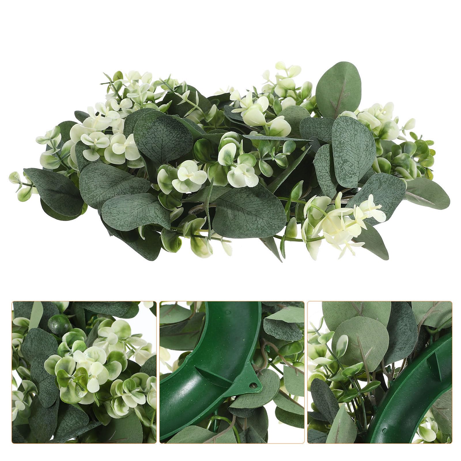 Ghirlanda di Eucalipto Artificiale Soluzione Decorativa Compatta e Duratura Verde 4 Pezzi in PE e Tessuto Piccola Rotonda per Decorazione Interni e Feste