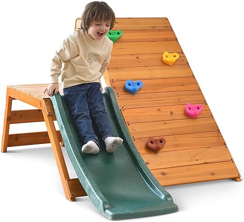 Miniatura 2 de Avenlur Palm - Parque infantil 5 en 1 para exteriores e interiores, con escalera, pared de roca, tobogán de 4 pies, fuerte para tienda de campaña,