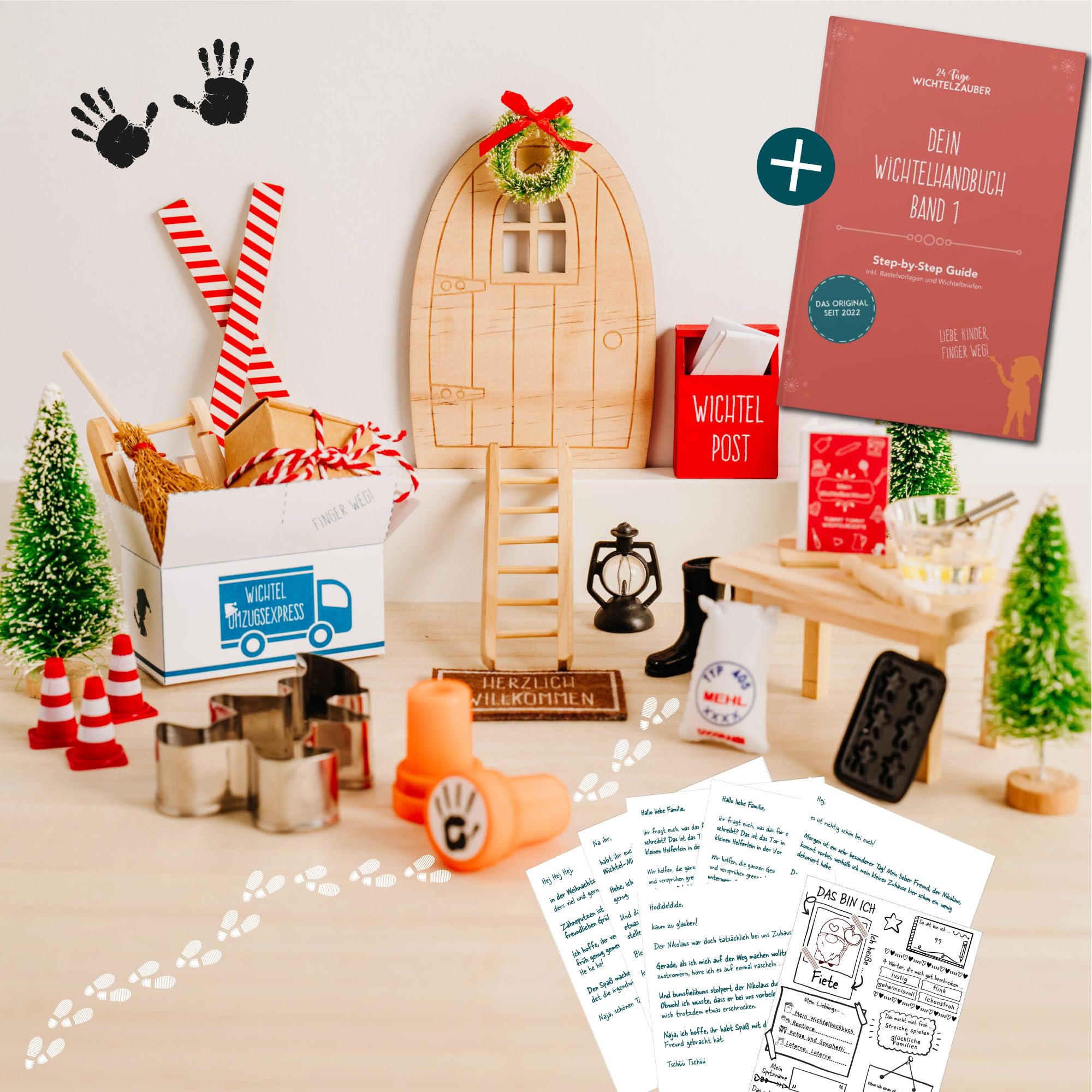 Wichteltür Set mit Buch als Wichtel Rundum-sorglos-Paket: Wichtelstreiche, Wichtelbriefe für Kinder | Wichteltür - Wichteltür Set mit Briefen - Weihnachtswichtel Komplettset - Adventskalender 2025
