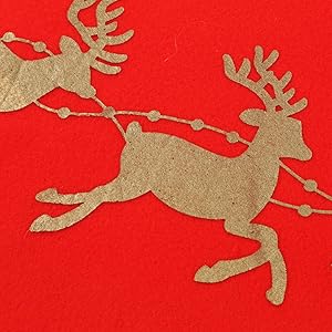 Sattiyrch Christmas Tree Skirt with Gold Rim 36",Flannelette Santa Reindeer Decoration for 6Ft/7.5Ft Xmas Tree