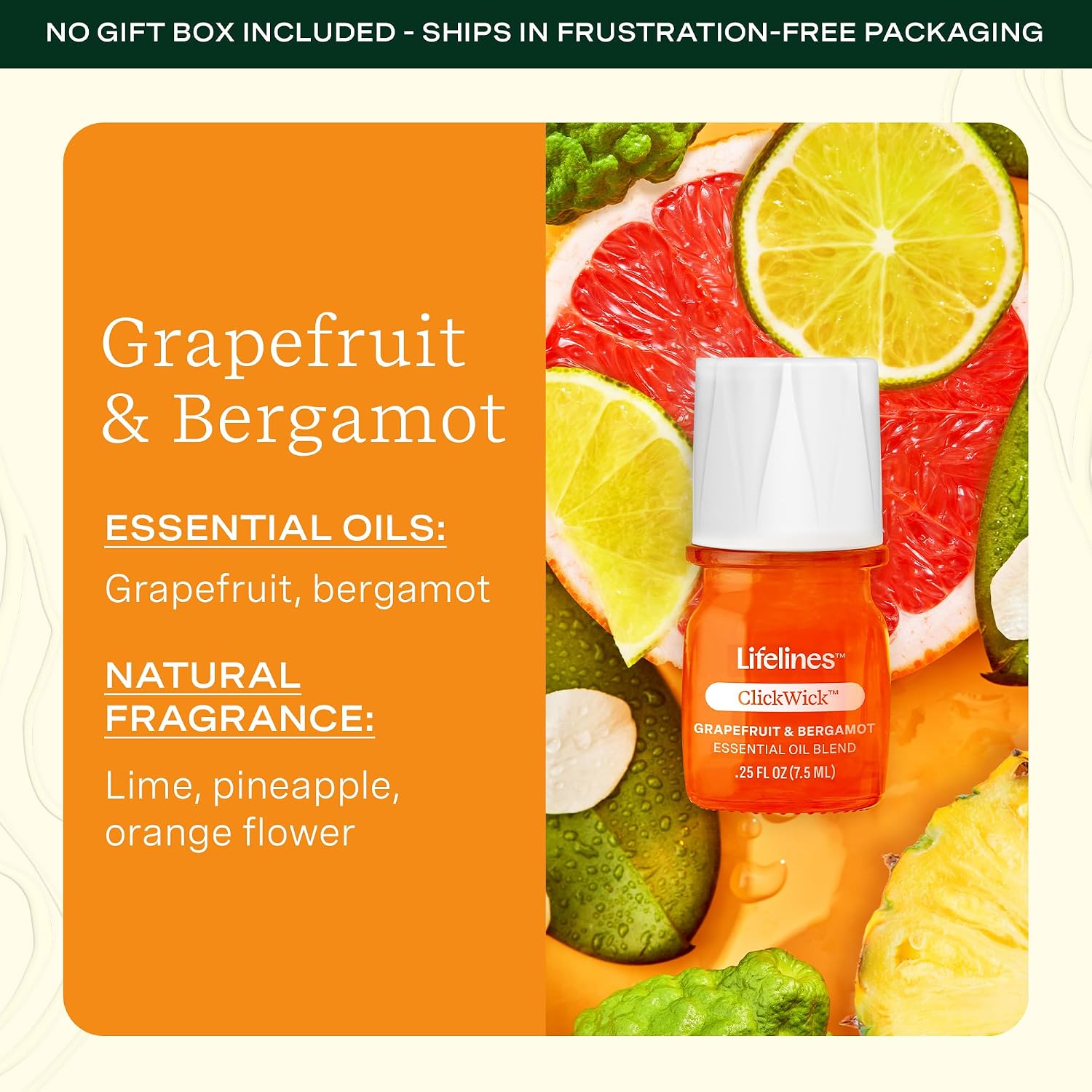 ClickWick Essential Oil Blends for Lifelines Diffusers, 3-Pack Citrus Grove Set - Essential Oil Blend Refill for Candle, Plant & Shower Aromatherapy Diffuser - Fragrance for Diffusers