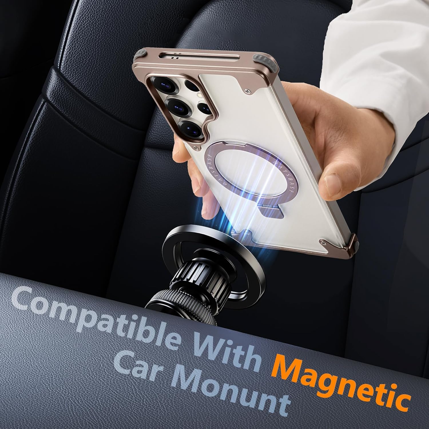 S25 Ultra Clear Case with Stand, Slim Thin for Samsung Galaxy S25 Ultra Case for Magsafe, Frameless Drop-Proof Protective S25Ultra Cover for Men Women 6.86 Inch, Clear Gold