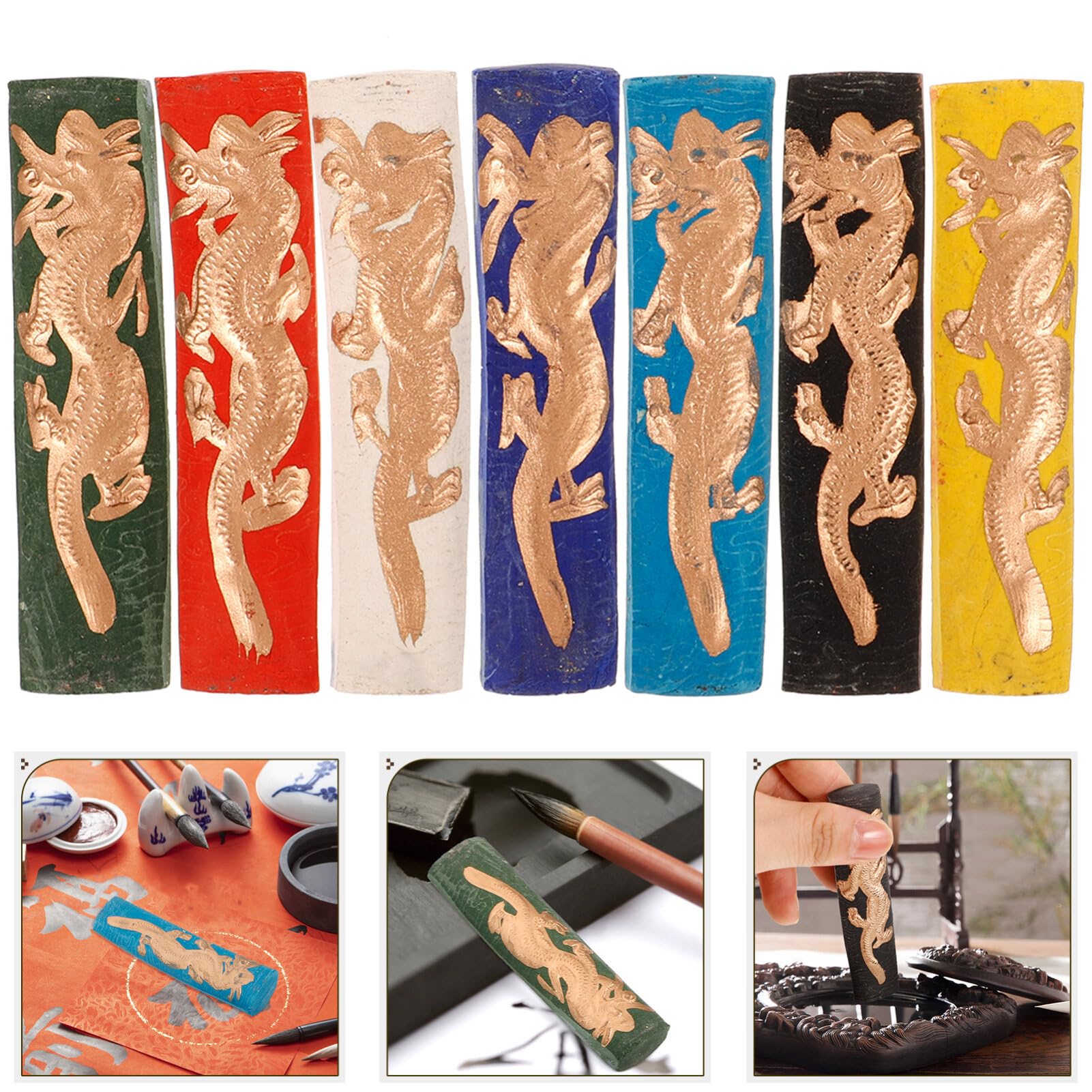 HOODANCOS 7pcs Ink Stick for Traditional Chinese Calligraphy and Painting Handmade Drawing Ink Block for Students and Artists and Easy to Use - Image 2