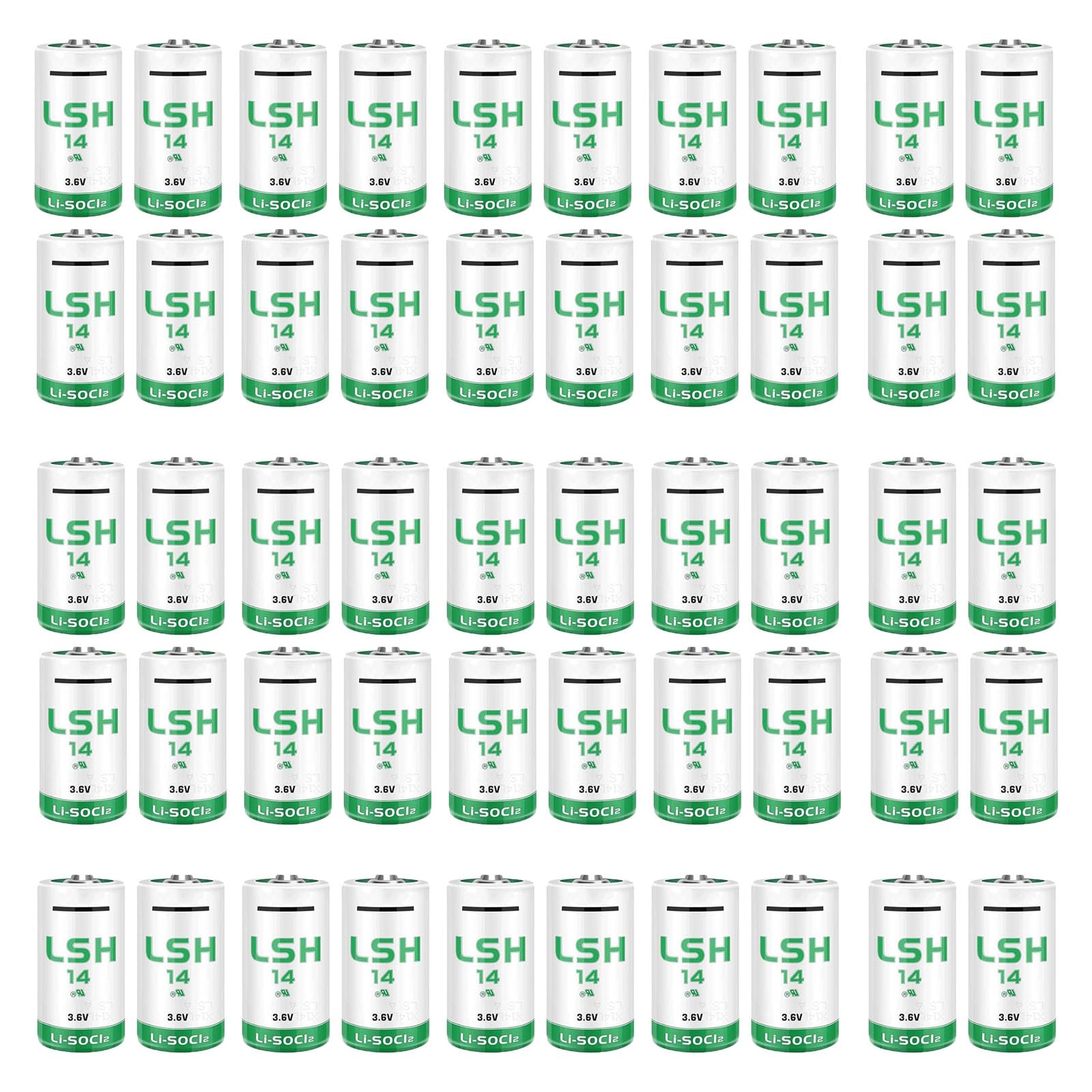 50 Pack 3 6V 5800mAh LSH 14 Size C Lithium Battery for Replacement for LS26500 LSH 14 Non-Rechargeable