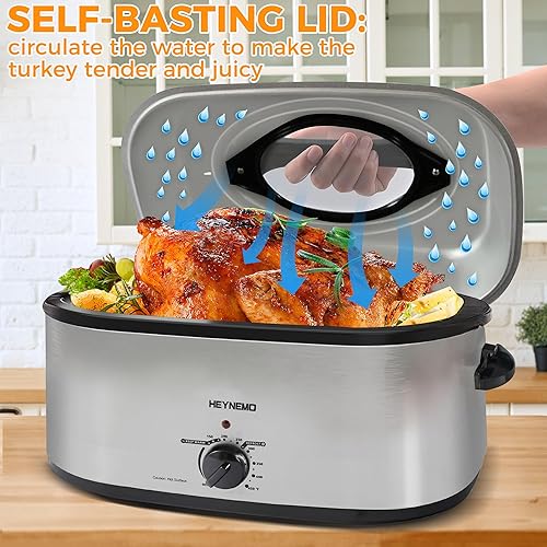 Miniatura 2 de 24 Quart Electric Roaster Oven with Self-Basting Lid, Stainless SteelTurkey Roaster Oven with Removable Pan and Rack, Adjustable Temperature Control