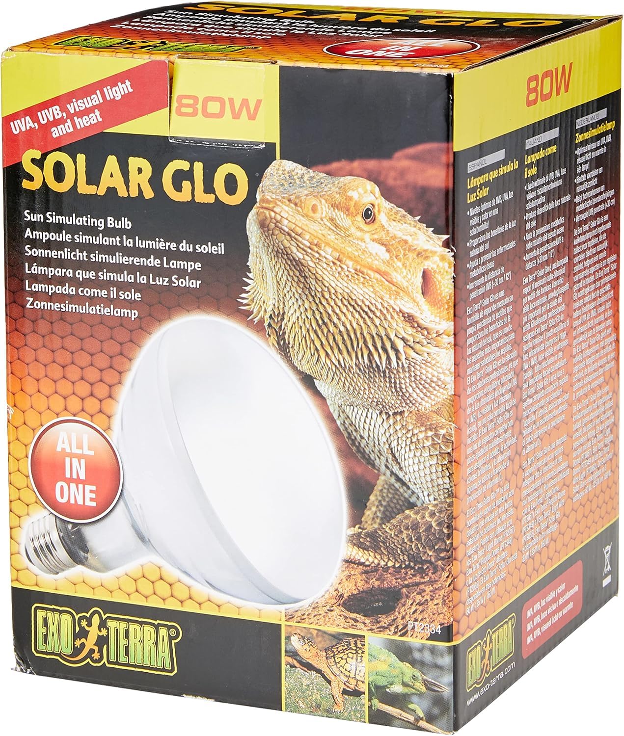 Exo Terra Solar Glo, Sonnenlicht simulierende Lampe, 80W, Fassung E27 & Reptile Dome, Aluminium Reflektorlampe, hitzebeständige Porzellanfassung, geeignet für Lampen bis 160W, Fassung E27