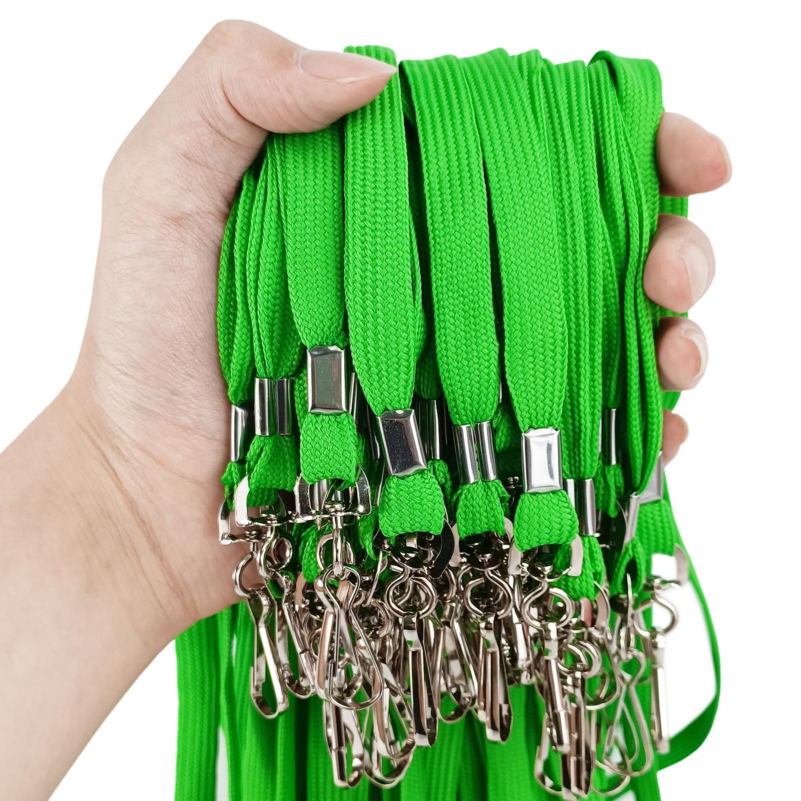 Korty Green Lanyard Bulk 50 Packs Badge Lanyards for ID Badges Neck Cruise ID Holder Name Tag (50, Green)