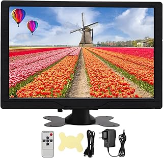 Monitor de 10,1 Polegadas, Resolução de 1280 X 800 Monitor HDMI Monitor Com Tela Sensível Ao Toque Suporte HDMI VGA Alto-falantes Duplos Integrados (Plugue UE CA 100‑240 V)