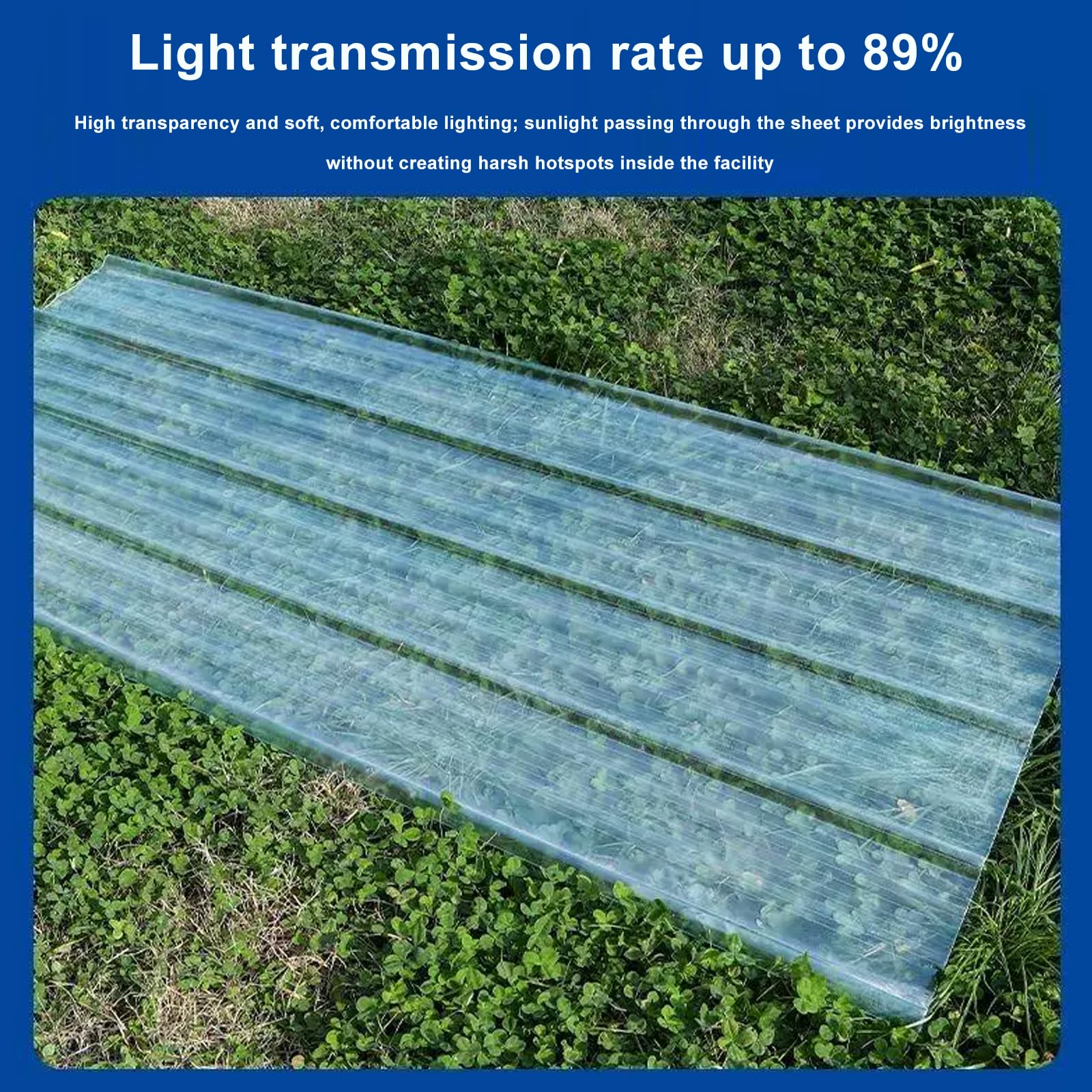 Panneaux de Toiture Transparente,Feuille de Toit Sunshine,Tôle Ondulée (2 Pcs,0.9x1.55m)