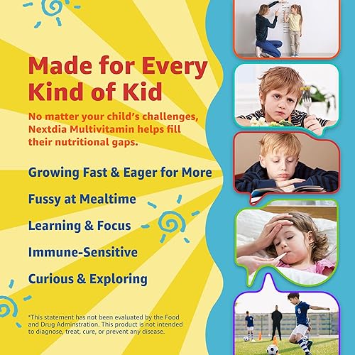 Miniatura 7 de Gomitas multivitamínicas para niños con hierro, sin azúcar, vitaminas diarias para niños + probióticos, Omega 3 de algas (EPADHA), A, C, D, metil