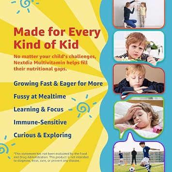 Kids Multivitamin Gummies with Iron, Sugar Free Kids 4+ Methylated Vitamins