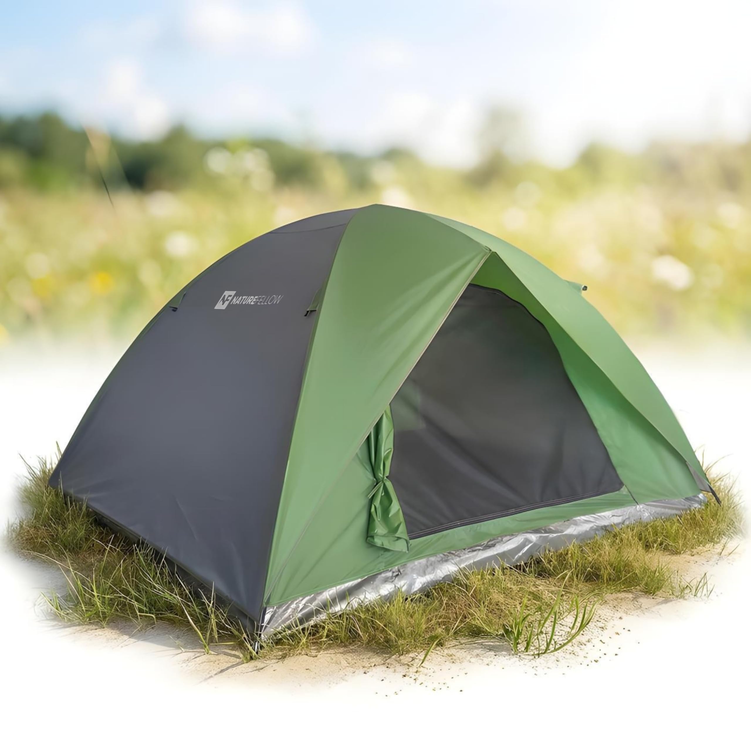 Schauer Iglu Zelt 3 Personen | Ultraleicht Zelt Campingzelt mit 1500 mm Wassersäule, Doppelwand-Konstruktion & Moskitonetz