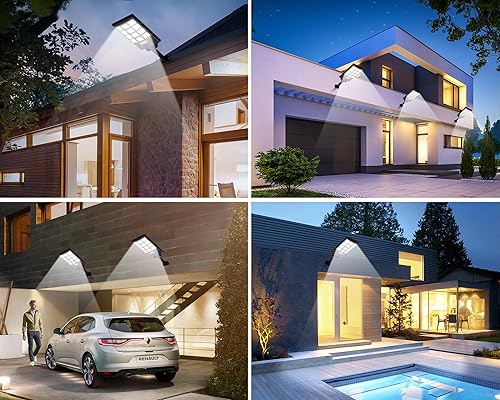 Miniatura 6 de Luces solares para exteriores para exteriores, IP66, impermeables, luces de calle solares para exteriores con sensor de movimiento y del atardecer