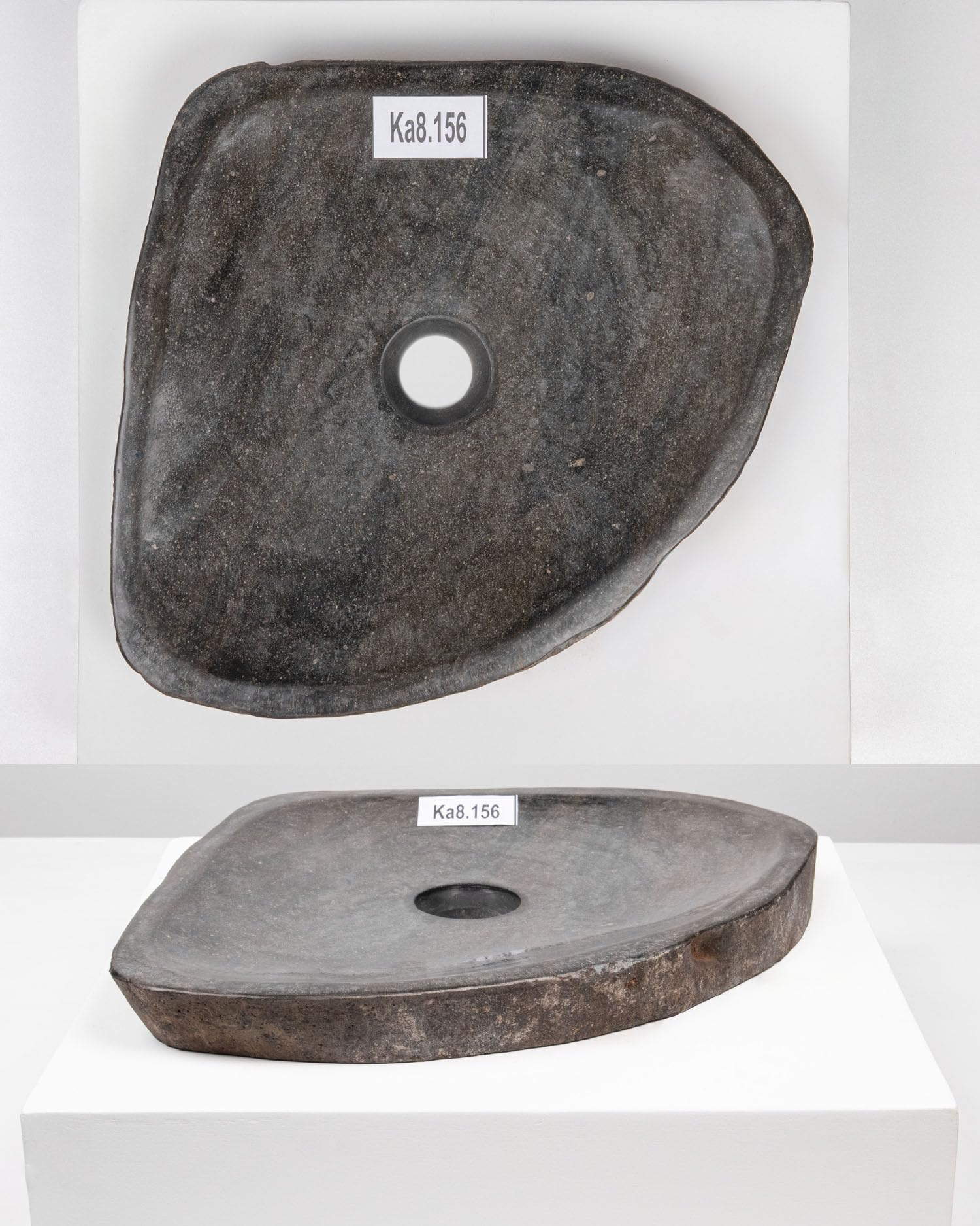 Lavabo in pietra naturale, extra piatto, circa 40 cm, naturale, pezzo unico, per bagno, WC, giardino, lavabo da appoggio Wohnfreuden