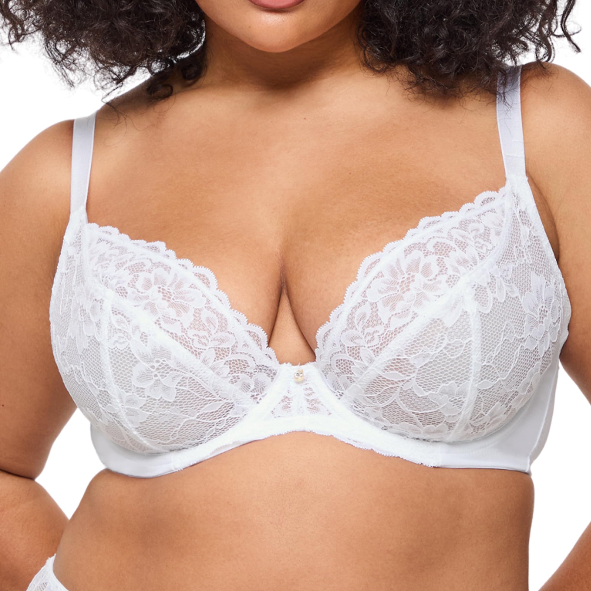 Ann Summers Women's Plunge Bra - Lace - 36DD - White